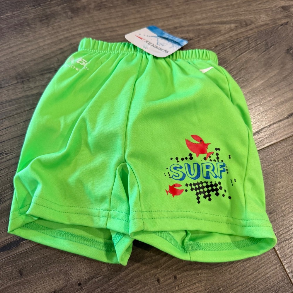 Speedo Baby Boys Neon Green Surf Swim Trunks UV50+ Block The Burn Size S NWT